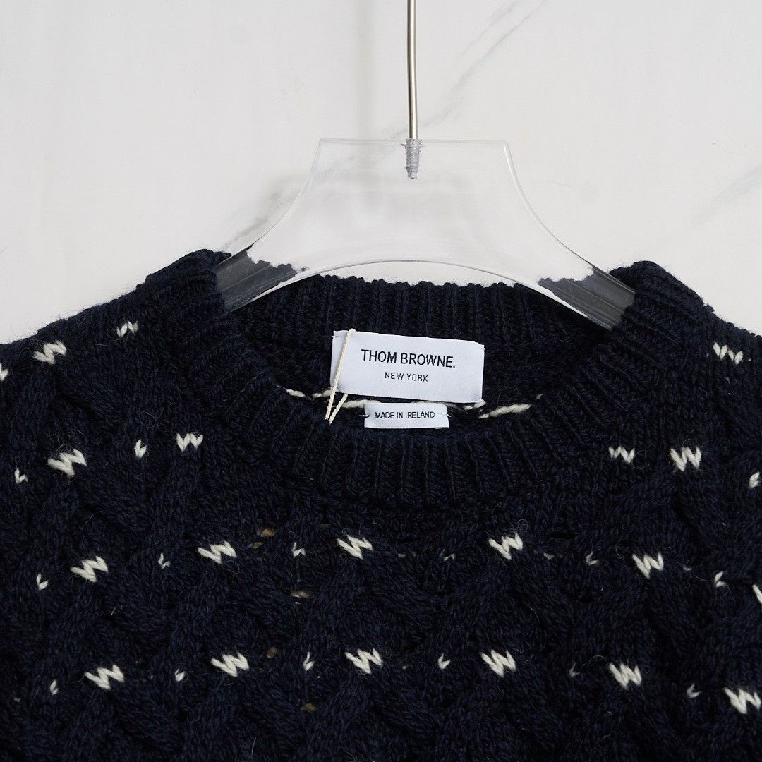 Thom Browne Thom Browne Unisex Navy Cable-Knit Sweater Size US M / EU 48-50 / 2 - 3 Thumbnail