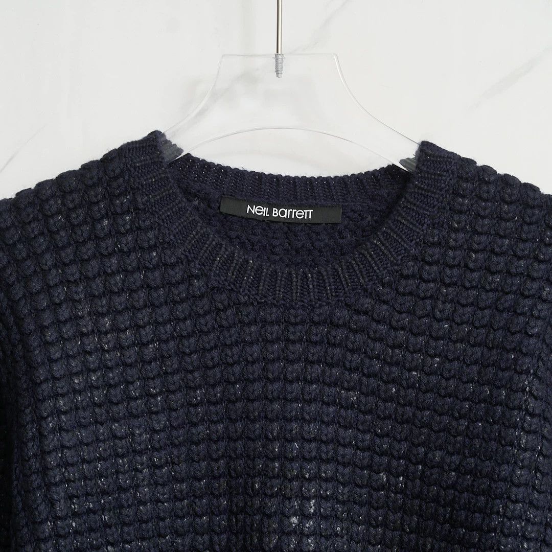 Neil Barrett Neil Barrett Men's Navy Cable Knit Sweater Size US M / EU 48-50 / 2 - 2 Thumbnail
