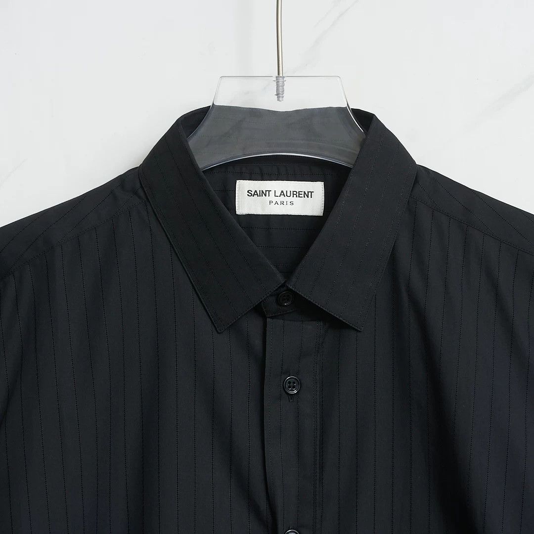 Saint Laurent Paris Saint Laurent Men's Crocheted Stripe Shirt Size US M / EU 48-50 / 2 - 2 Thumbnail