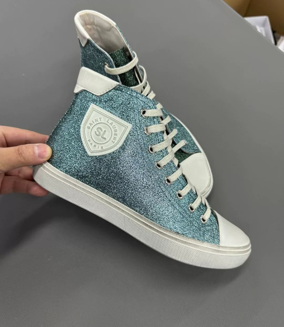 Saint Laurent Paris Saint Laurent Glitter High-Top Casual Shoes Size US 4 / IT 34 - 2 Thumbnail