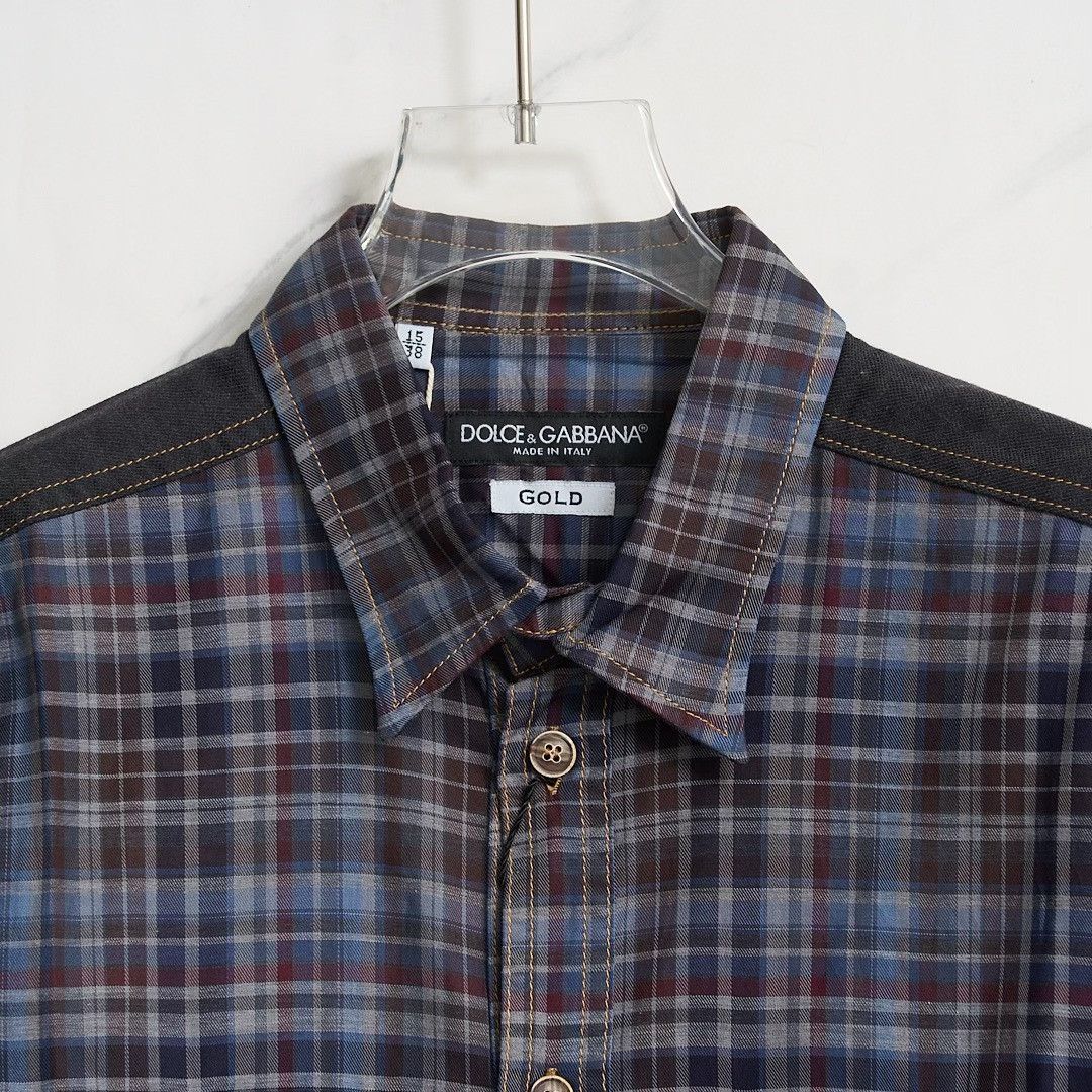 Dolce & Gabbana Dolce&Gabbana Men's Patchwork Plaid Shirt Size US XXS / EU 40 - 3 Thumbnail
