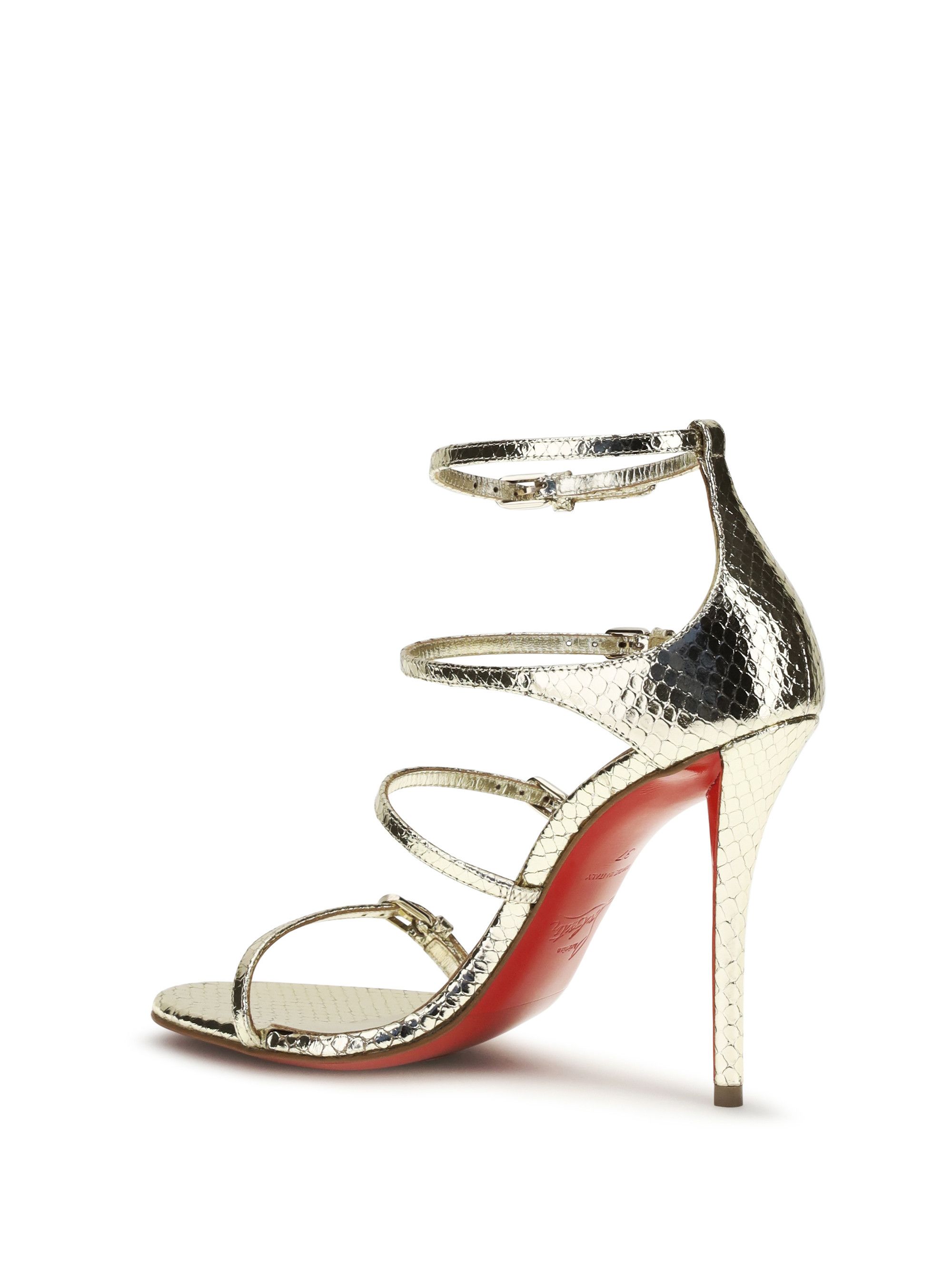Christian Louboutin Laminated python-print Sandals Size US 7.5 / IT 37.5 - 3 Thumbnail