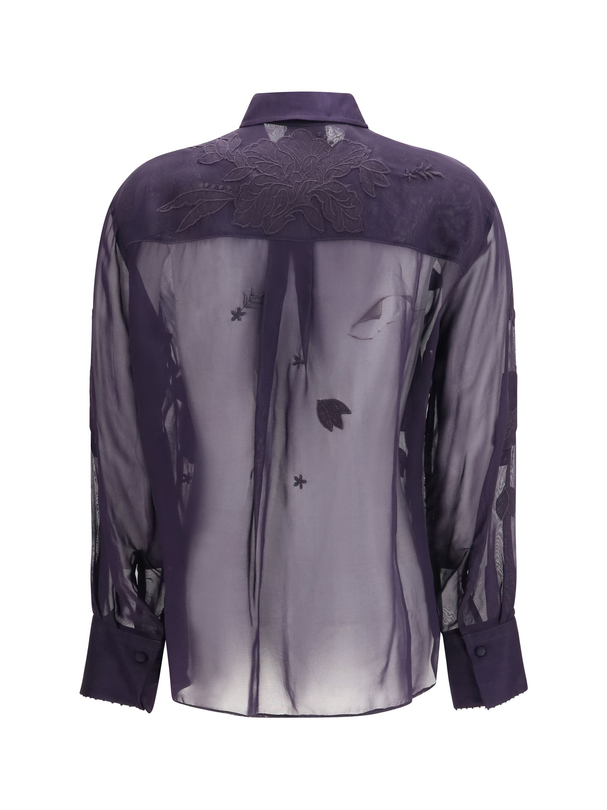 forte_forte Organza Shirt with floral embroidery Size L / US 10 / IT 46 - 2 Thumbnail