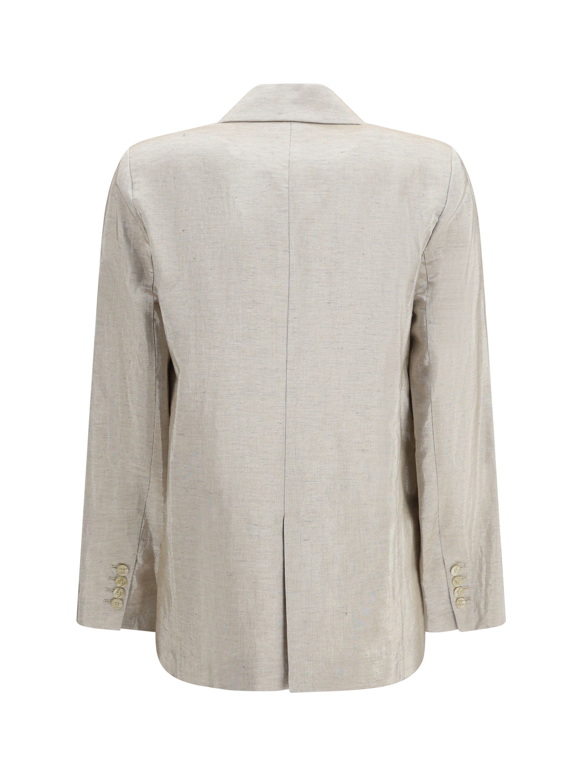 forte_forte Double-Breasted Jacket in linen and lurex with jewel buttons Size XS / US 0-2 / IT 36-38 - 2 Thumbnail