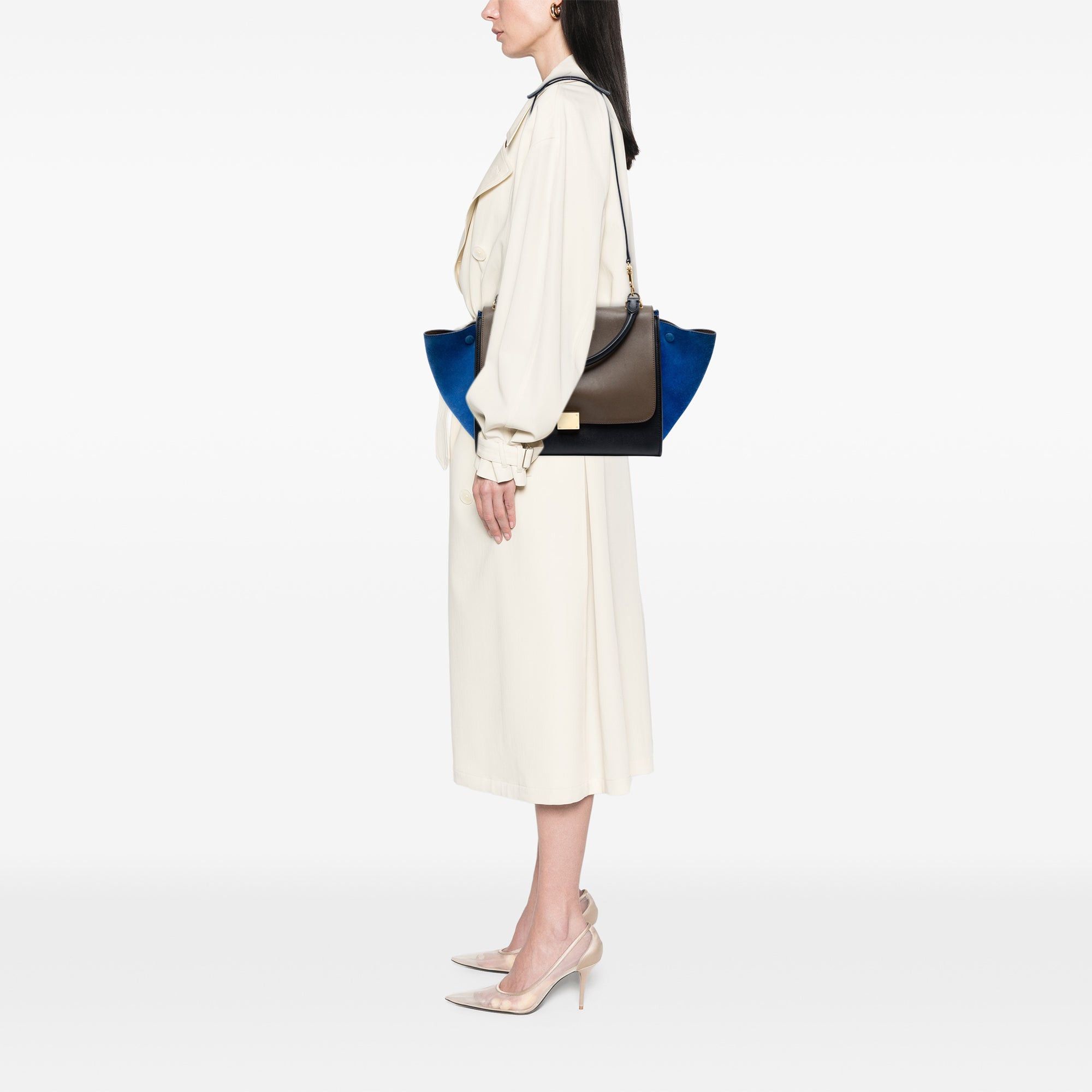 Celine Medium Tricolor Calfskin and Suede Trapeze Satchel Size ONE SIZE - 7 Thumbnail