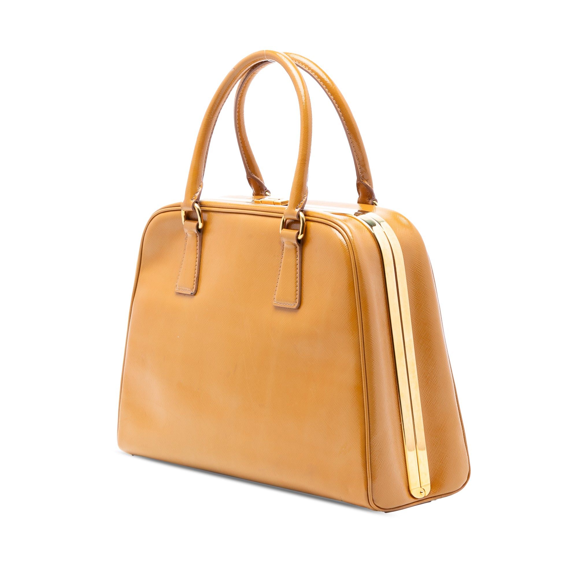 Prada Saffiano Vernice Pyramid Frame Handbag Size ONE SIZE - 2 Thumbnail