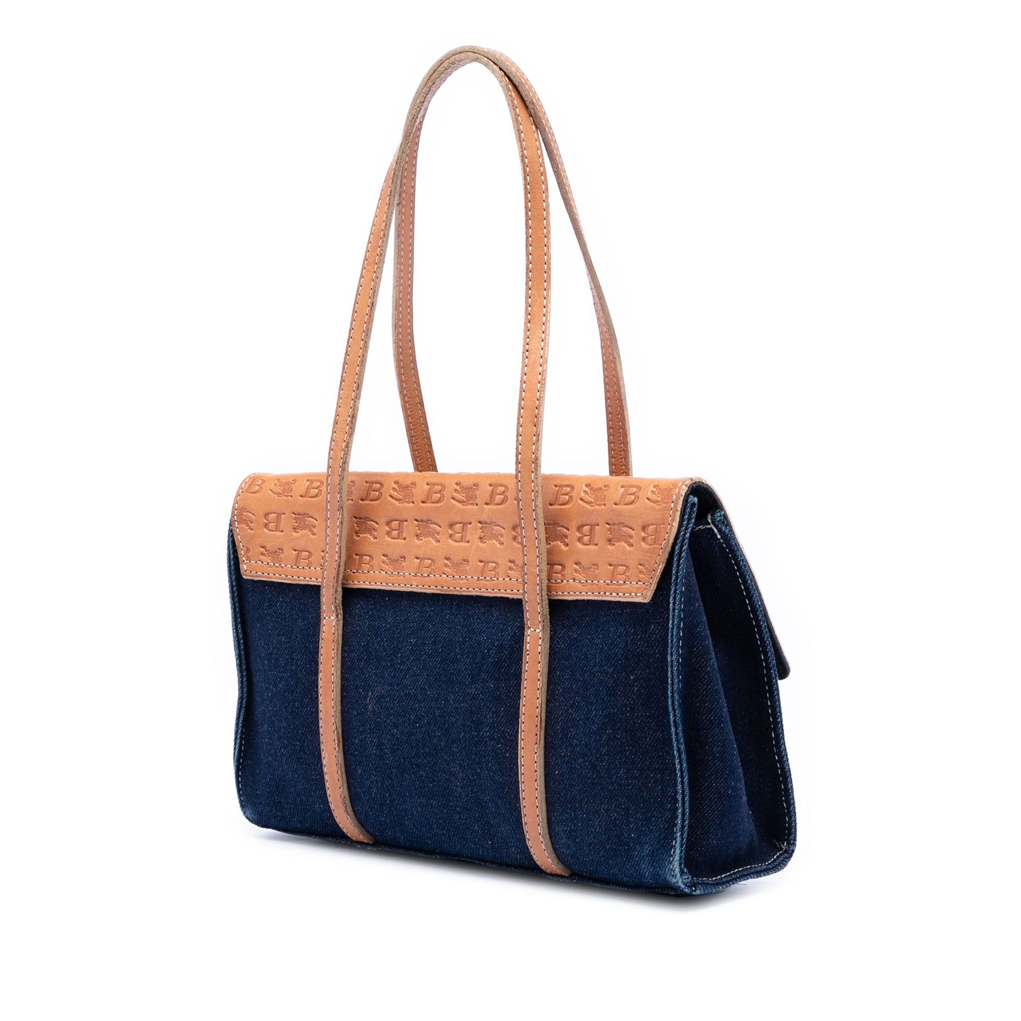 Burberry Denim and Embossed Leather Handbag Size ONE SIZE - 2 Thumbnail
