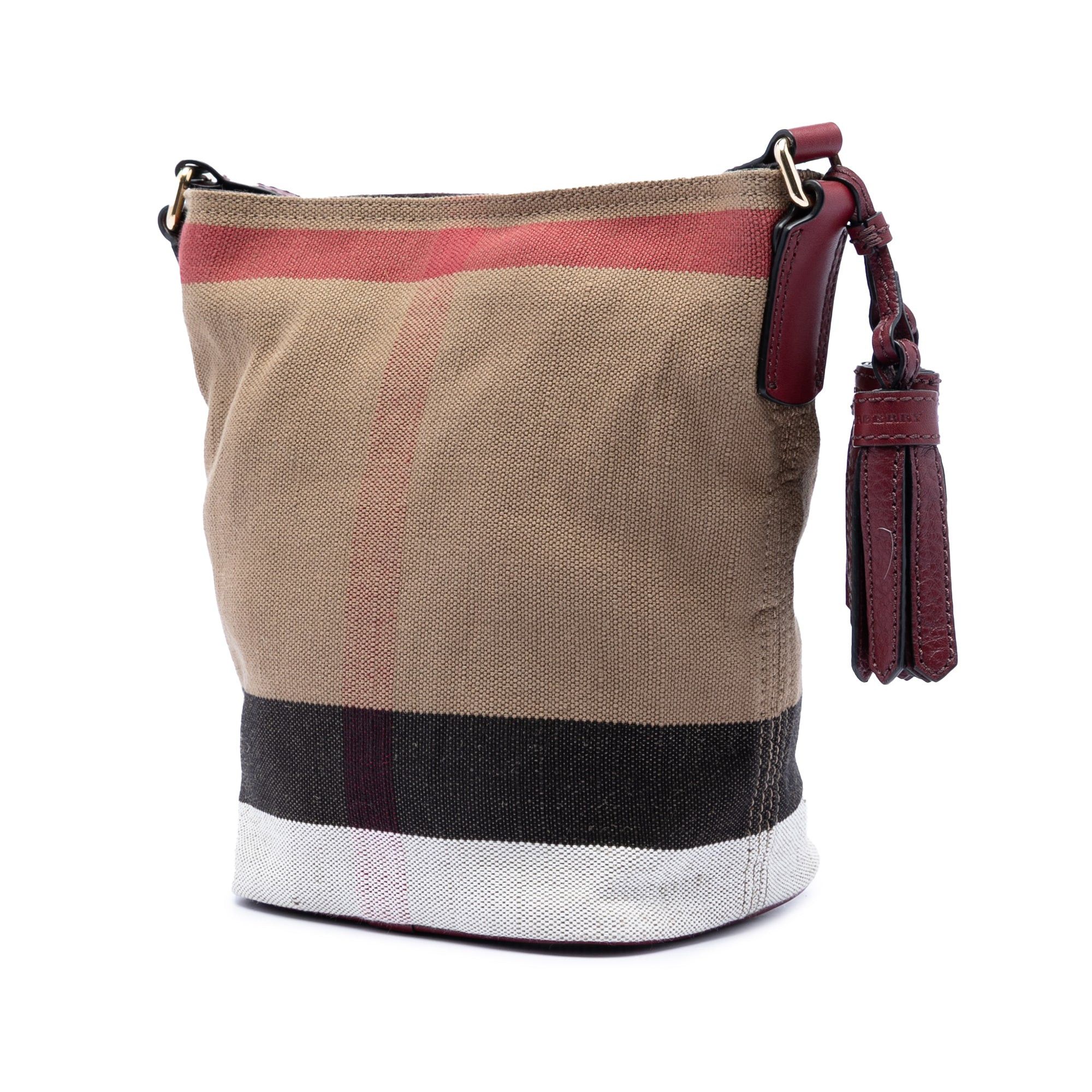 Burberry Mini Mega Check Canvas Ashby Tassel Bucket Bag Size ONE SIZE - 2 Thumbnail
