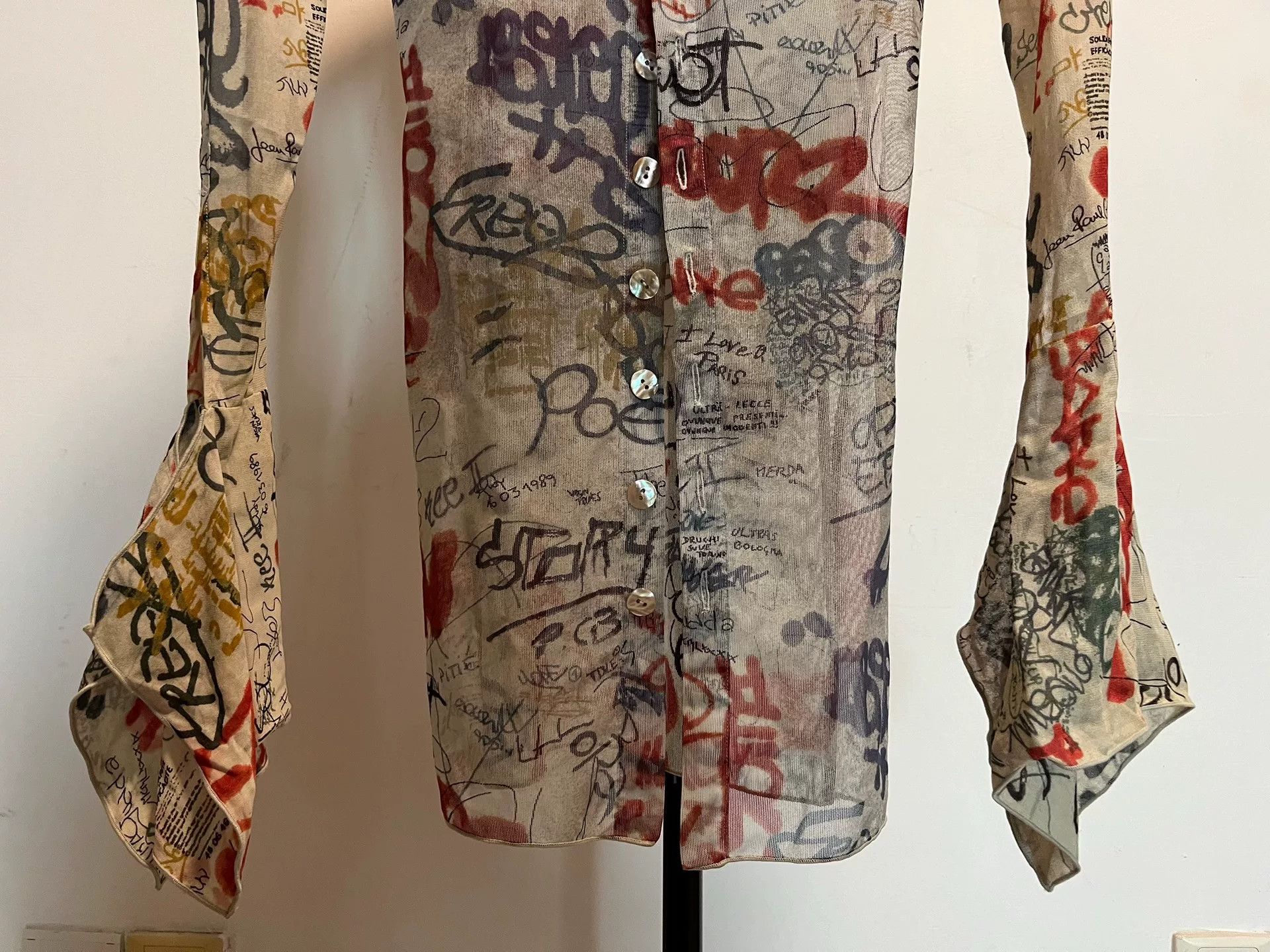 Jean Paul Gaultier Jean Paul Gaultier Graffiti Mesh Shirt Size US M / EU 48-50 / 2 - 7 Thumbnail