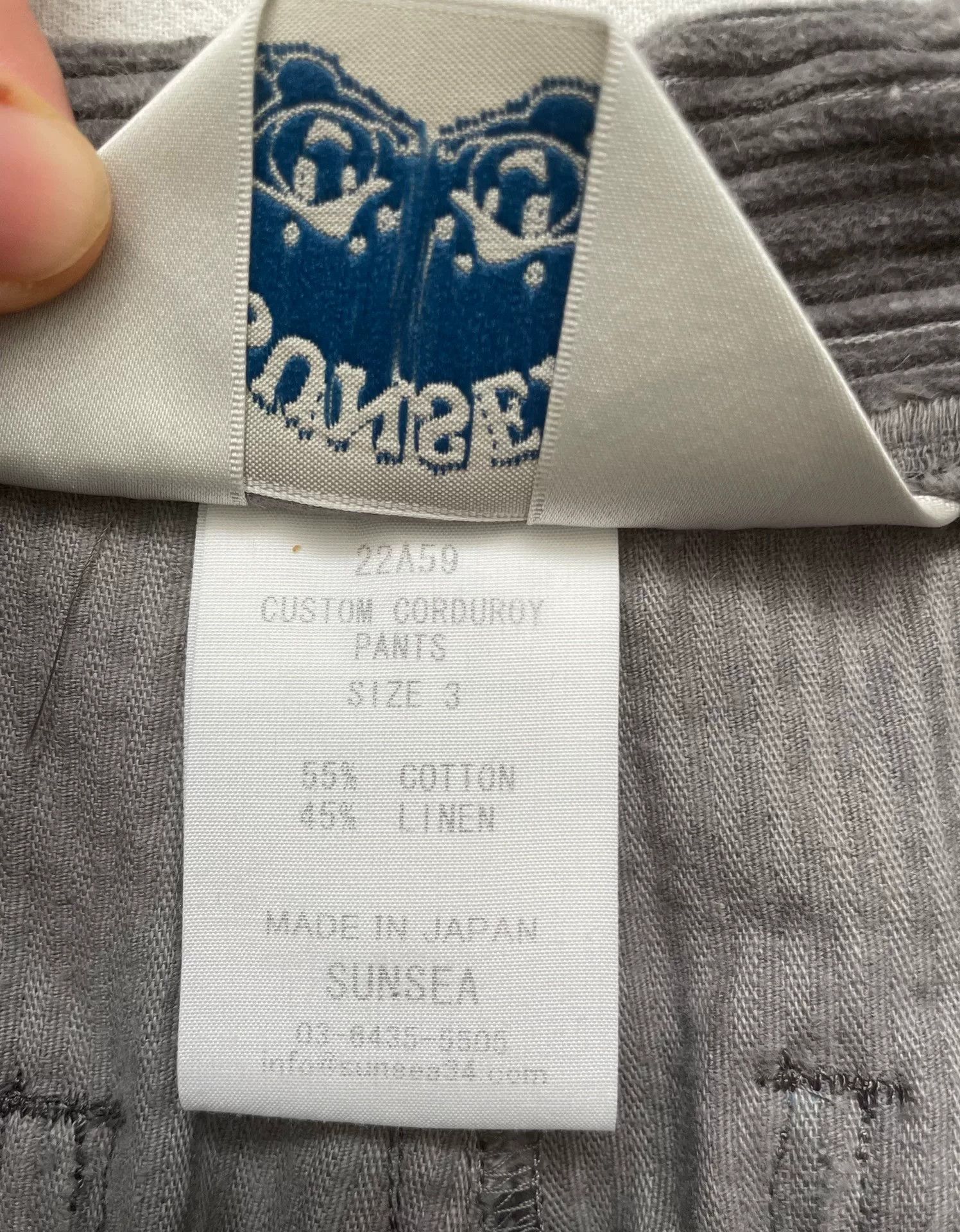 SUNSEA Sunsea Gray Cotton-Linen Corduroy Wide-Leg Pants Size 25" / US 0 / IT 36 - 7 Thumbnail
