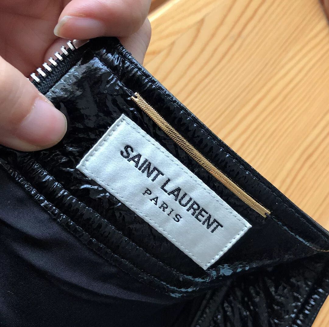 Saint Laurent Paris Saint Laurent Shiny Leather Mini Skirt Size 25" / US 0 / IT 36 - 2 Thumbnail