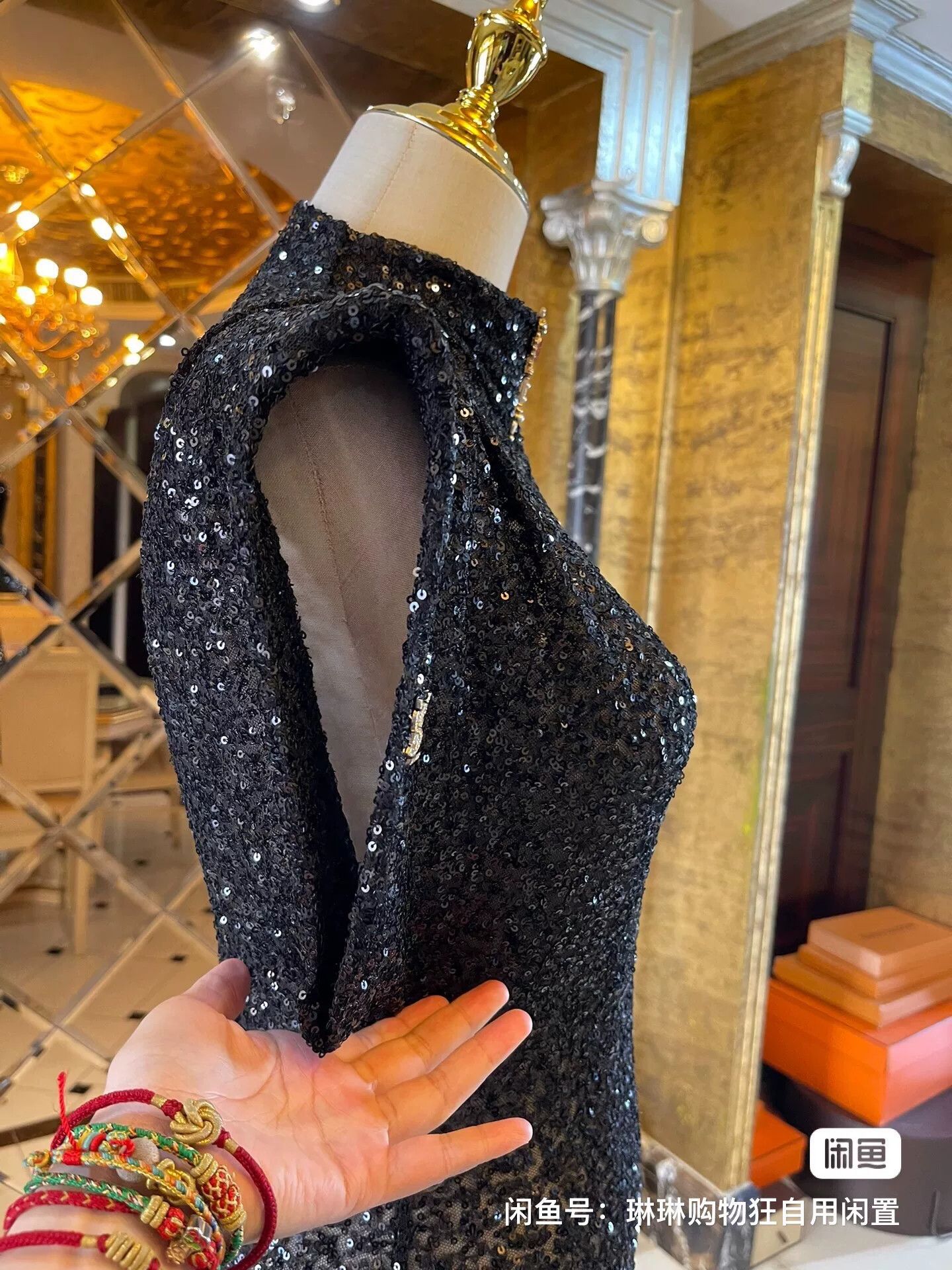 Saint Laurent Paris Saint Laurent Sequin Structured Shoulder Dress Size M / US 6-8 / IT 42-44 - 5 Thumbnail
