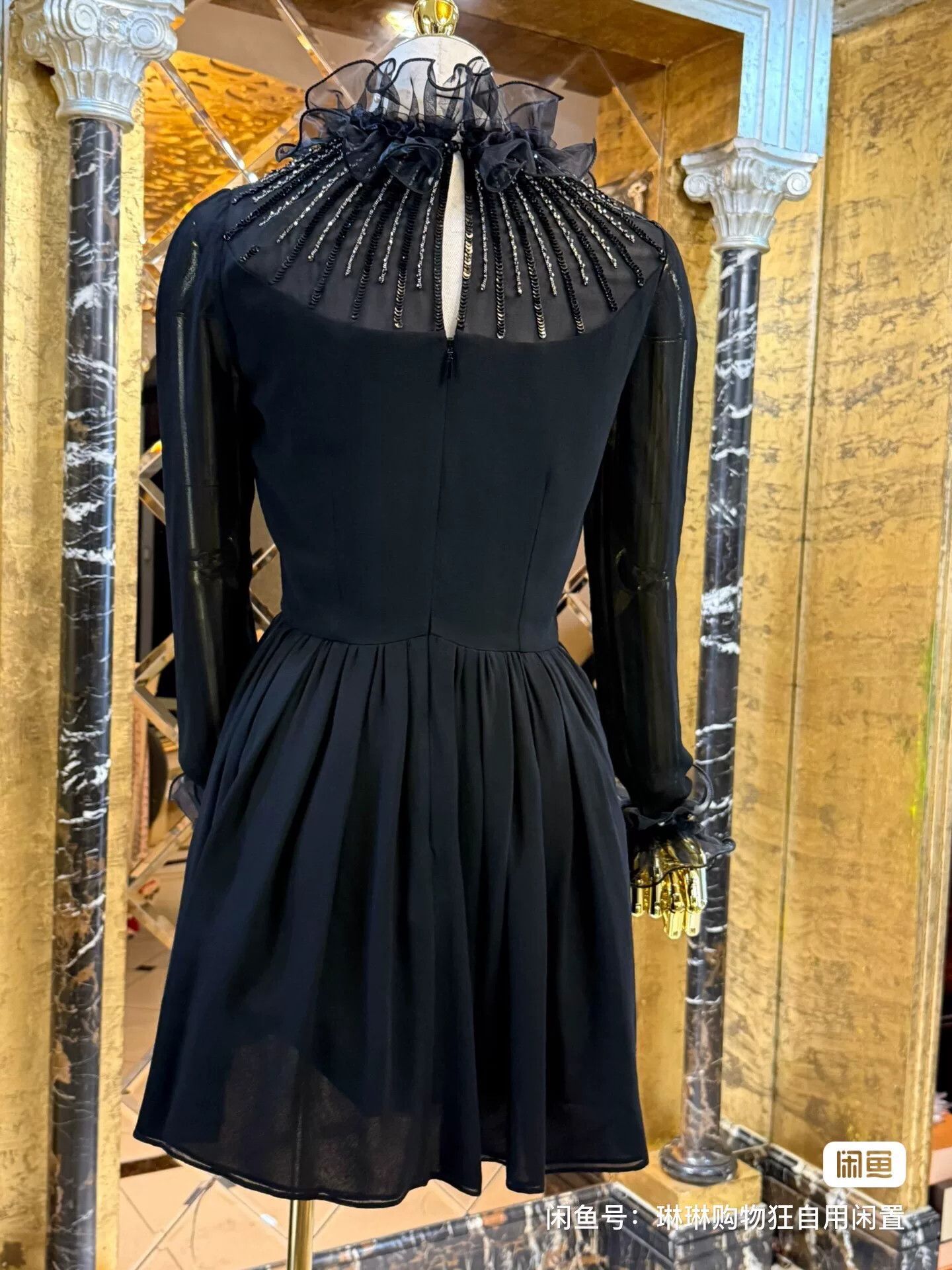 Saint Laurent Paris Saint Laurent Beaded Ruffled Black Dress Size M / US 6-8 / IT 42-44 - 8 Thumbnail