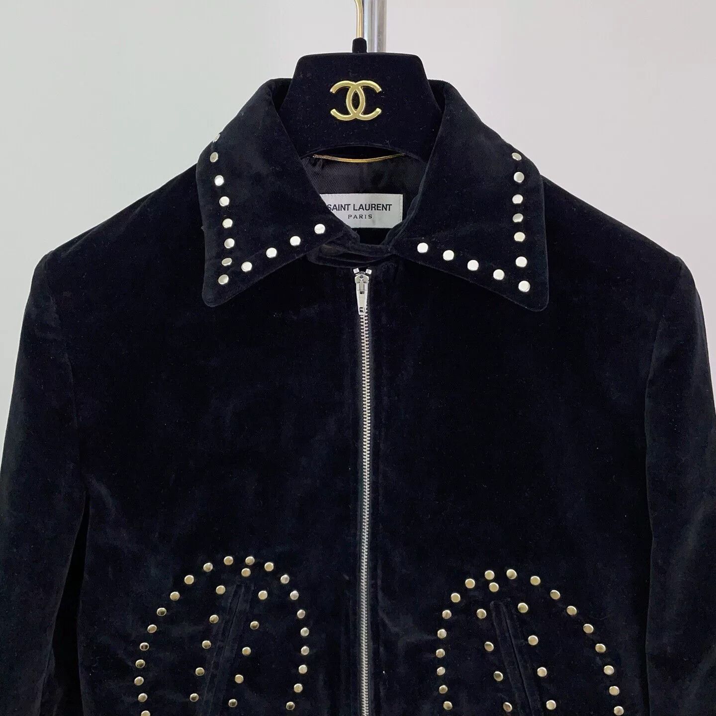 Saint Laurent Paris Saint Laurent Black Velvet Studded Jacket Size M / US 6-8 / IT 42-44 - 3 Thumbnail
