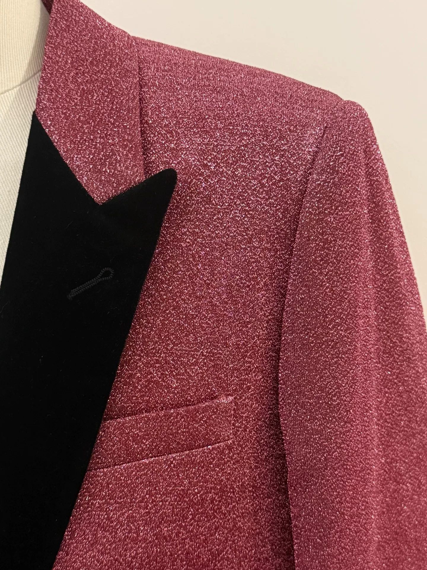 Saint Laurent Paris Saint Laurent Pink Glitter Blazer Size M / US 6-8 / IT 42-44 - 2 Thumbnail