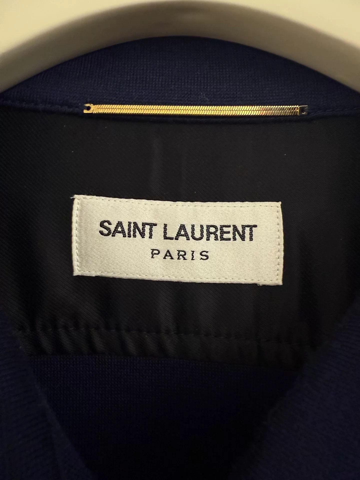 Saint Laurent Paris YSL Monogram Wool Dark Blue Shirt Size M / US 6-8 / IT 42-44 - 3 Thumbnail
