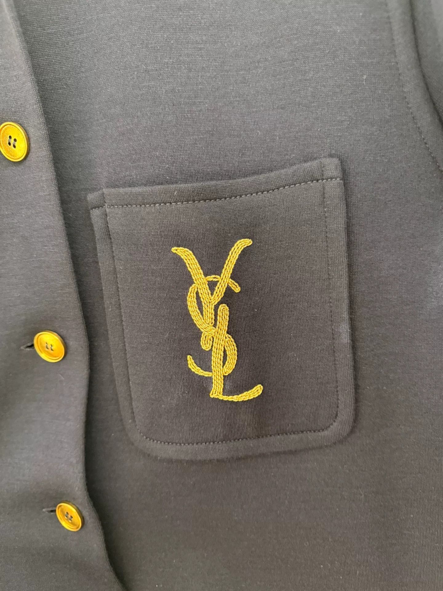 Saint Laurent Paris YSL Monogram Wool Dark Blue Shirt Size M / US 6-8 / IT 42-44 - 2 Thumbnail