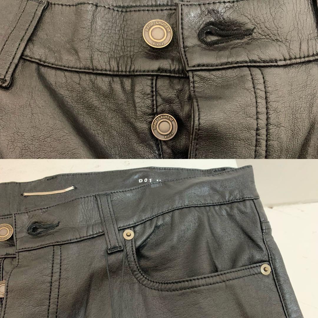 Saint Laurent Paris Saint Laurent Black Leather Pants Size US 31 - 3 Thumbnail