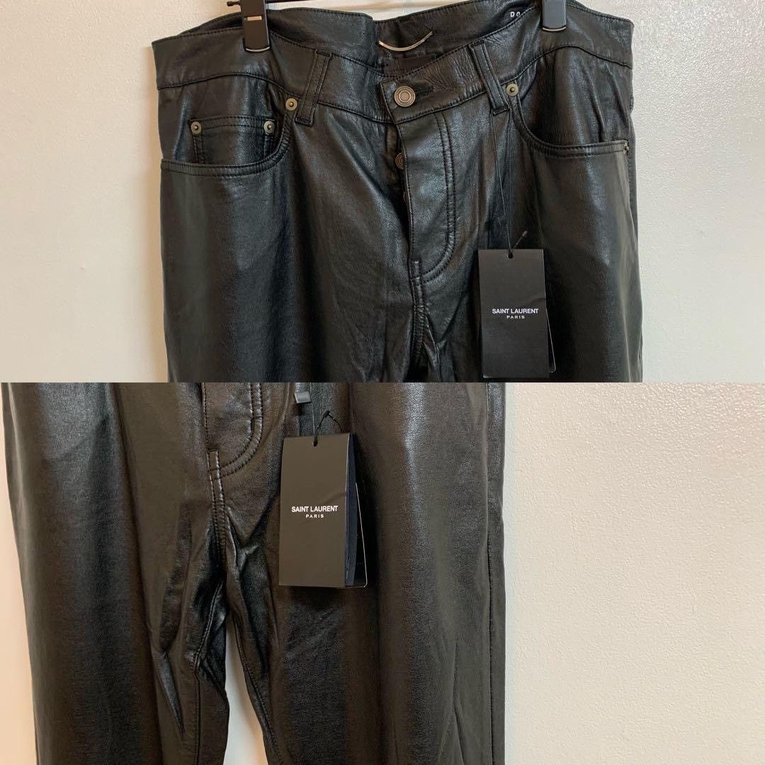 Saint Laurent Paris Saint Laurent Black Leather Pants Size US 31 - 2 Thumbnail