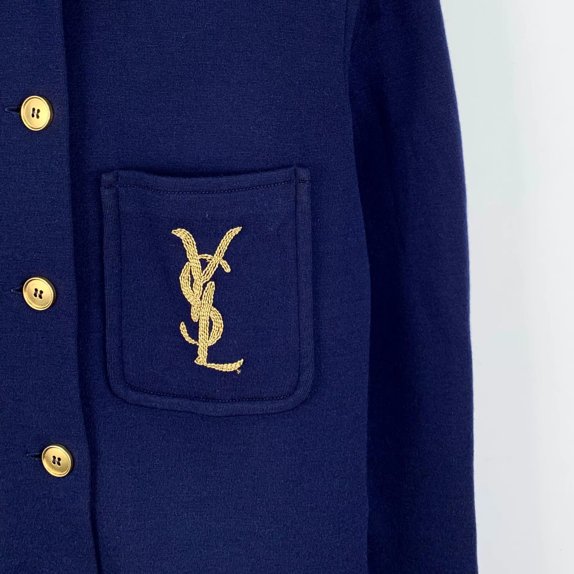 Saint Laurent Paris Yves Saint Laurent Dark Blue Logo Shirt Size US M / EU 48-50 / 2 - 4 Thumbnail