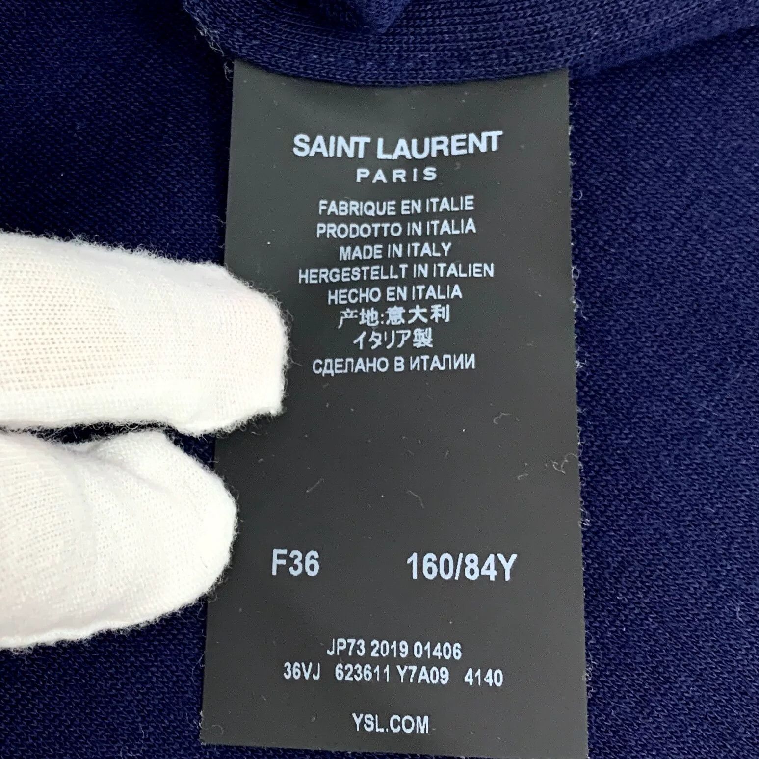 Saint Laurent Paris Yves Saint Laurent Dark Blue Logo Shirt Size US M / EU 48-50 / 2 - 8 Thumbnail