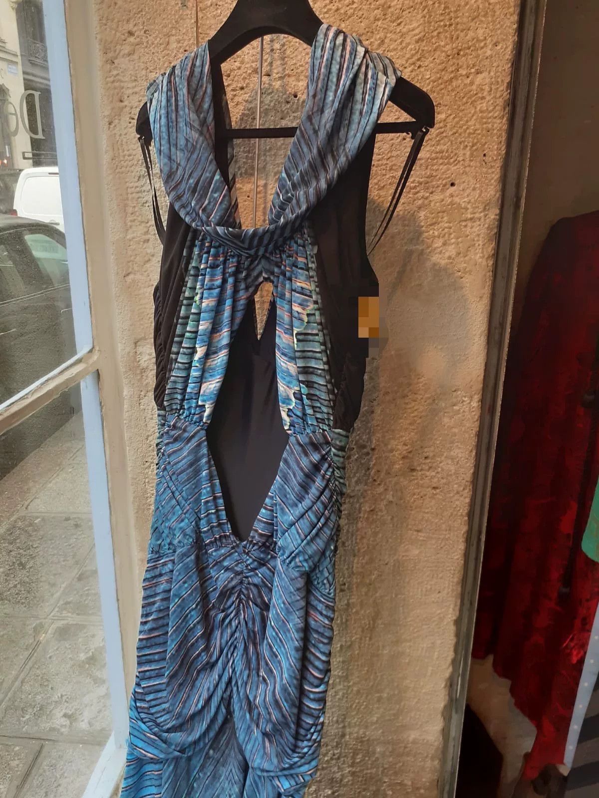 Saint Laurent Paris Roberto Cavalli Blue Patterned Ruched Dress Size M / US 6-8 / IT 42-44 - 2 Thumbnail