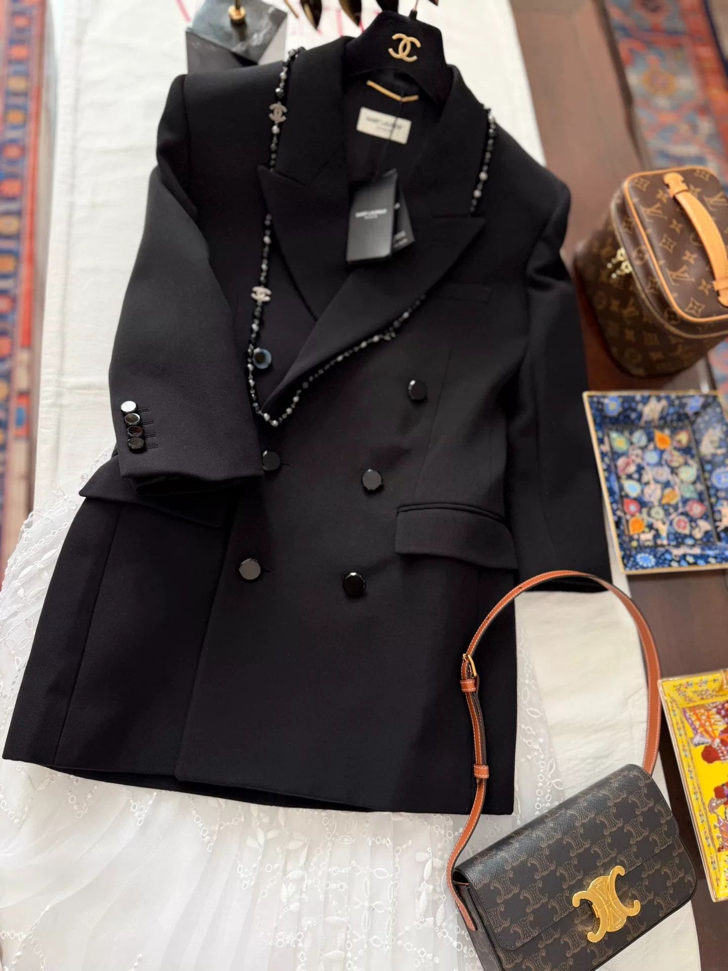 Saint Laurent Paris Saint Laurent Black Double-Breasted Wool Blazer Size M / US 6-8 / IT 42-44 - 2 Thumbnail