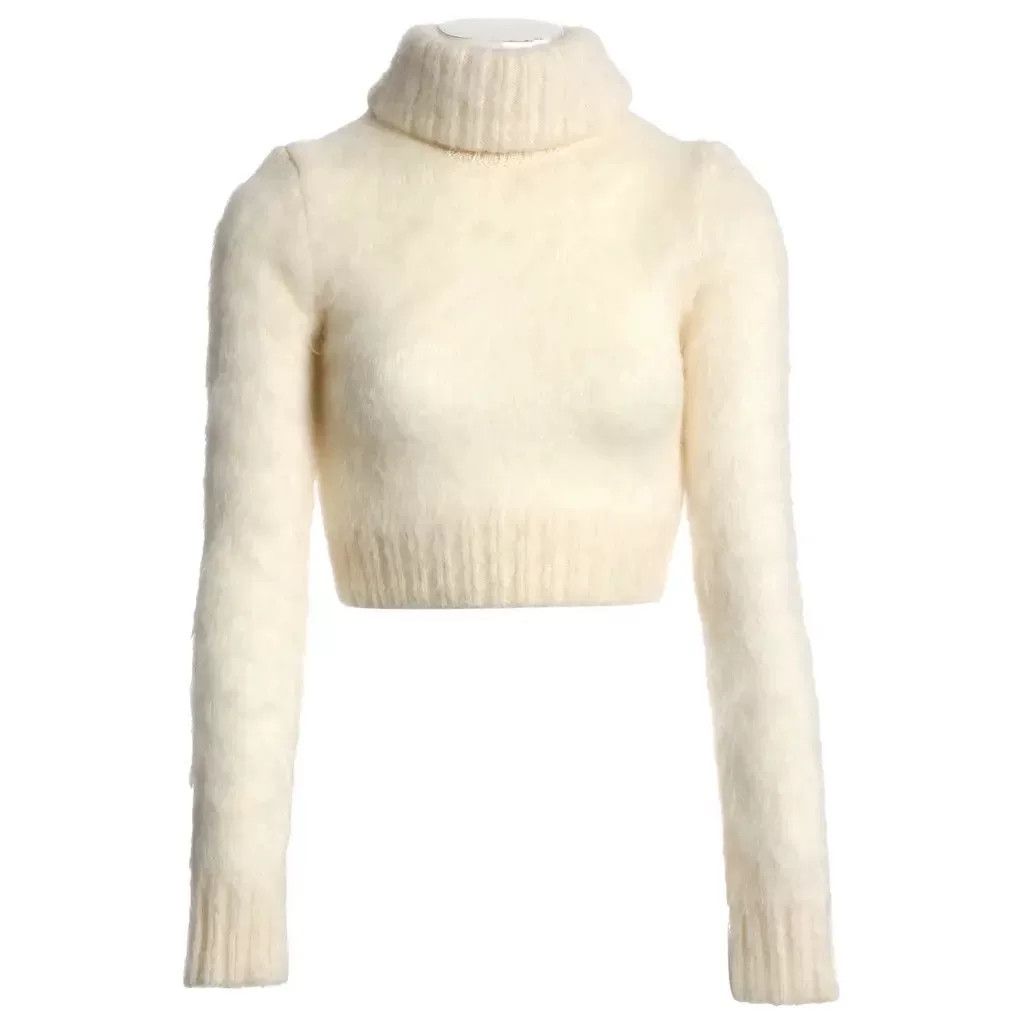 Saint Laurent Paris Saint Laurent White Cropped Turtleneck Sweater Size M / US 6-8 / IT 42-44 - 2 Thumbnail