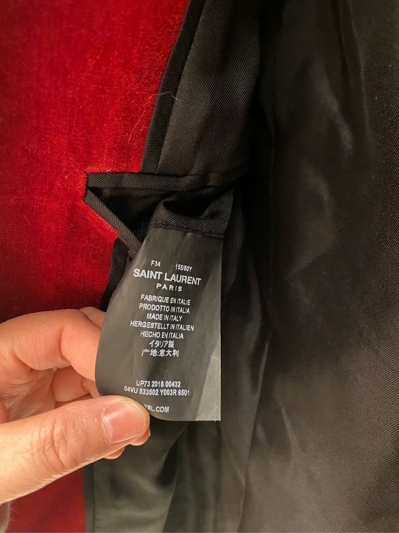 Saint Laurent Paris Saint Laurent 2018 Red Velvet Embroidered Jacket Size US M / EU 48-50 / 2 - 3 Thumbnail