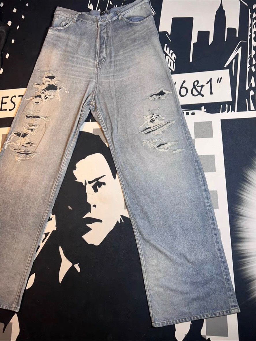 Saint Laurent Paris Balenciaga 21FW Distressed Casual Jeans Size US 31 - 3 Thumbnail