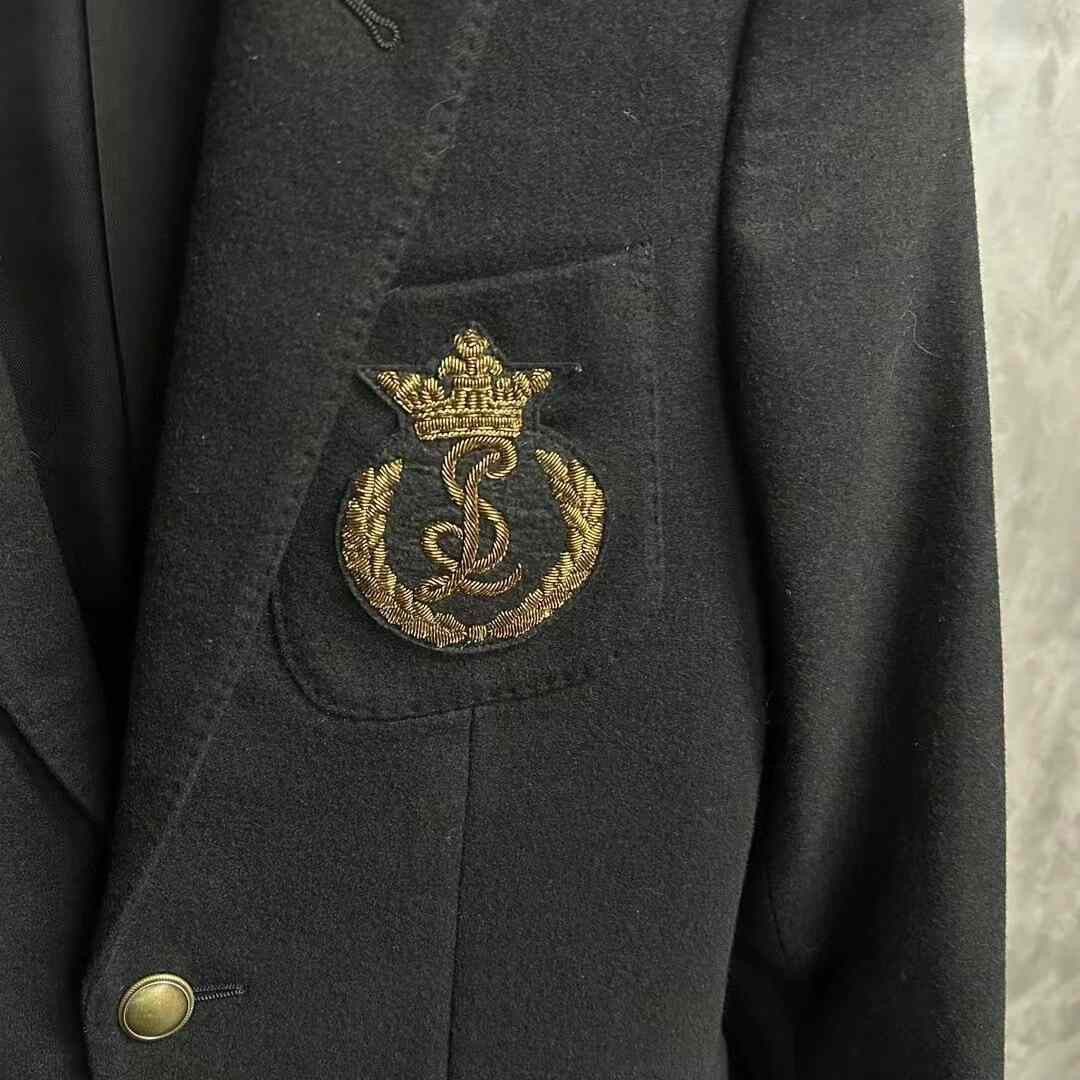 Saint Laurent Paris Saint Laurent Black Wool Blazer with Gold Crest Size US M / EU 48-50 / 2 - 3 Thumbnail