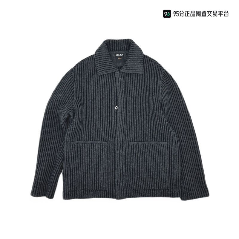 Ermenegildo Zegna Zegna FW24 Men's Solid Lapel Long-Sleeve Sweater Size US M / EU 48-50 / 2 - 2 Thumbnail