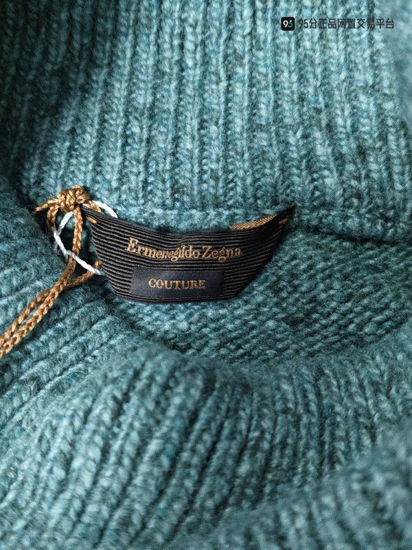 Ermenegildo Zegna Zegna Men's Green High-Neck Knit Sweater Size US M / EU 48-50 / 2 - 2 Thumbnail