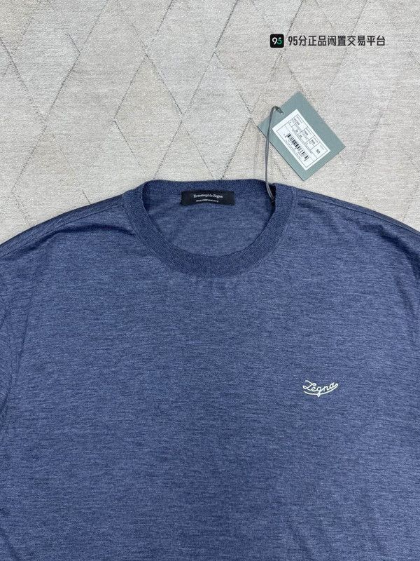 Ermenegildo Zegna Zegna Solid Logo Print Crew Neck T-Shirt Size US M / EU 48-50 / 2 - 2 Thumbnail