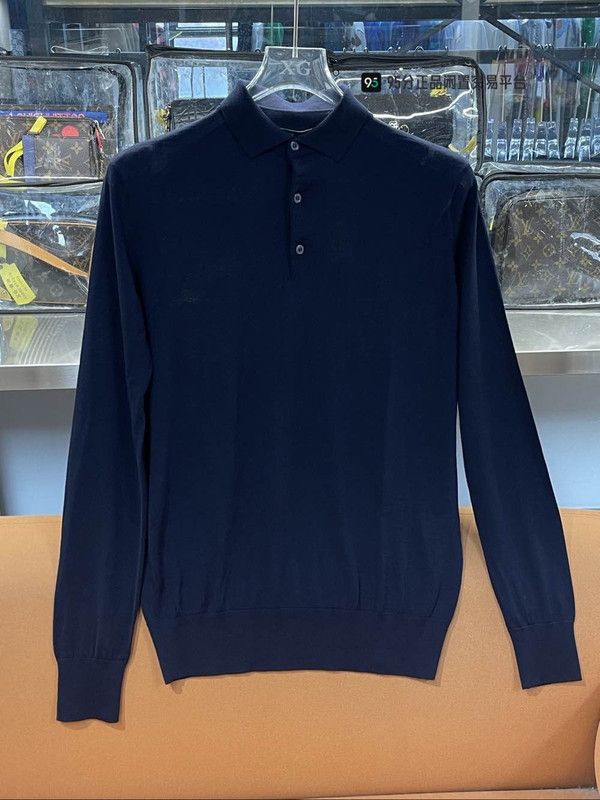Loro Piana Loro Piana FW22 Men's Navy Long-Sleeve Polo Size US M / EU 48-50 / 2 - 3 Thumbnail
