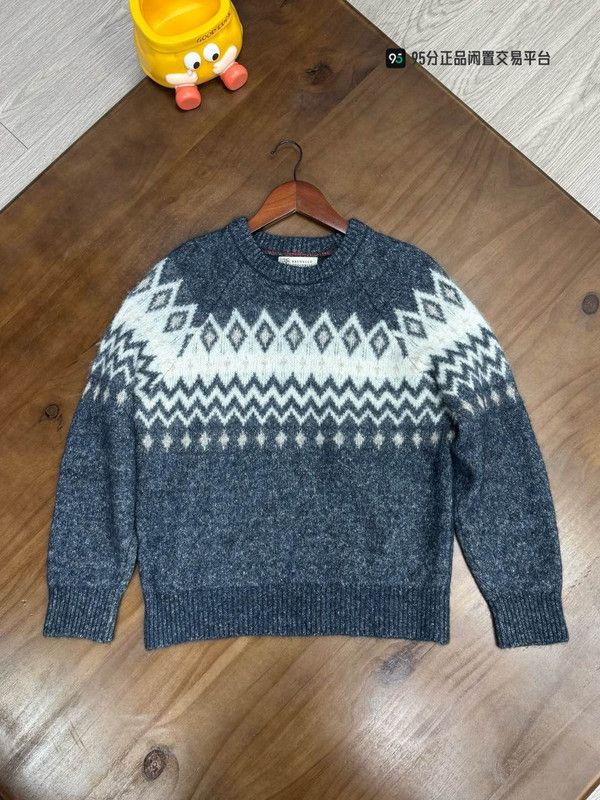 Brunello Cucinelli Brunello Cucinelli FW23 Knit Diamond Crewneck Sweater Size US S / EU 44-46 / 1 - 4 Thumbnail