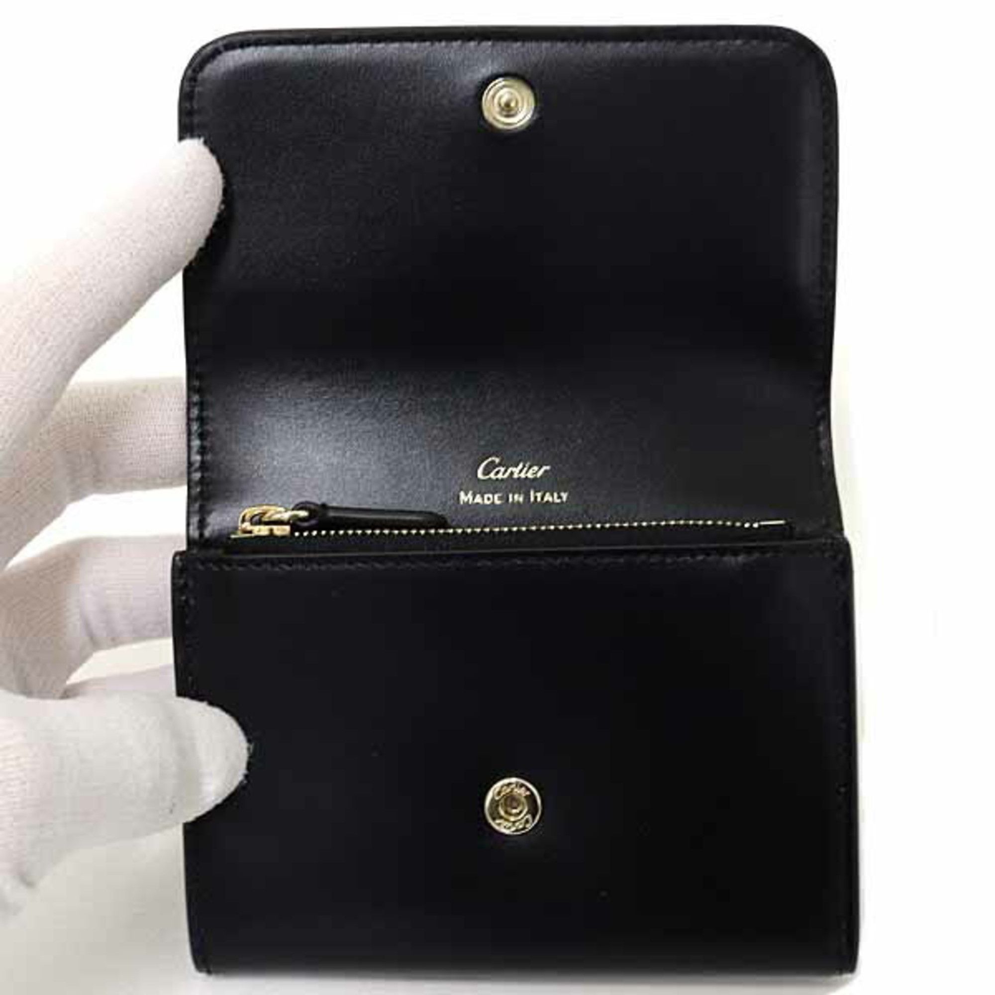 Cartier Cartier Wallet C de Mini Bi-fold Calfskin L3001909 Black Size ONE SIZE - 4 Thumbnail