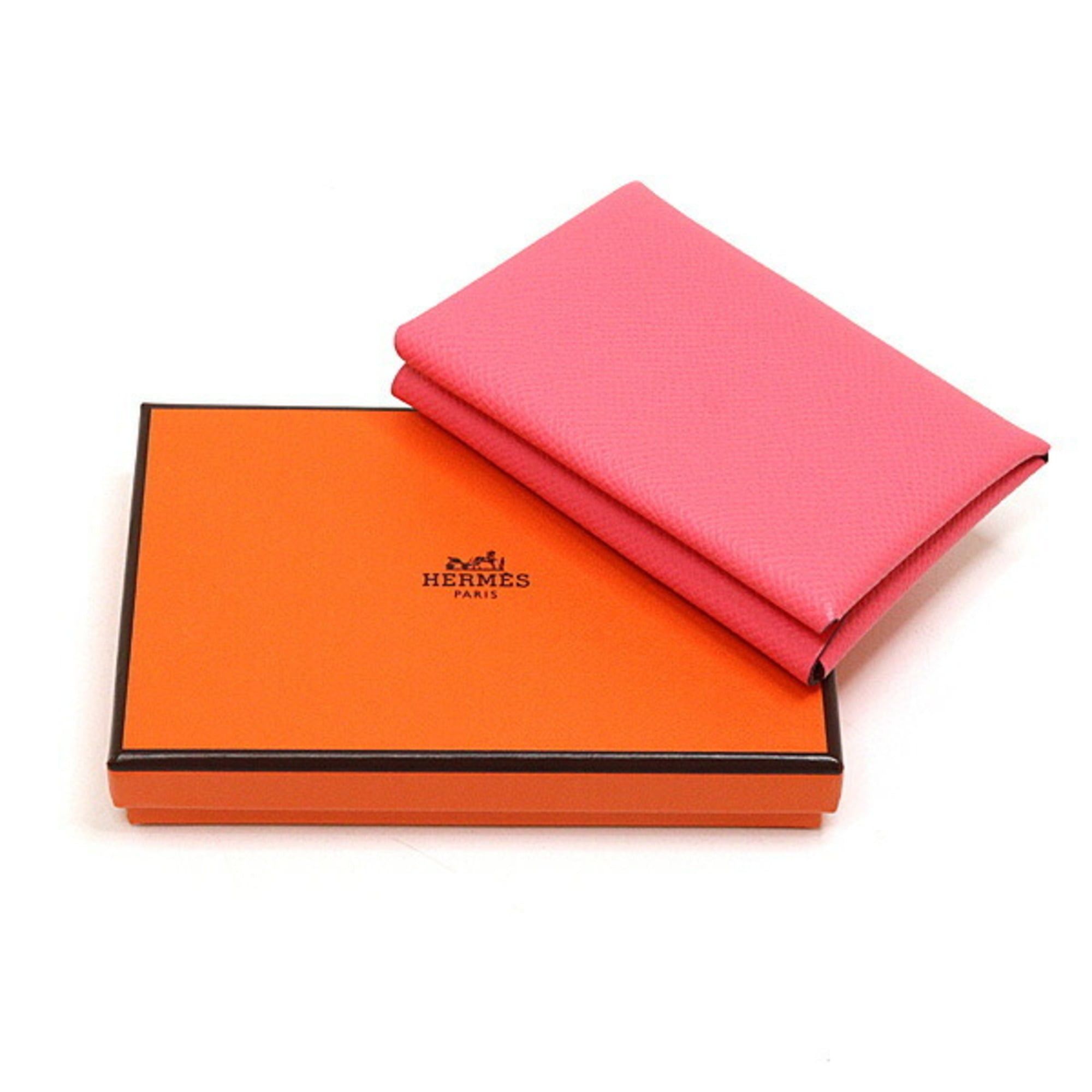 Hermes Hermes Calvi Duo Pink Card Case Coin (B Stamp) Epsom Leather Size ONE SIZE - 2 Thumbnail