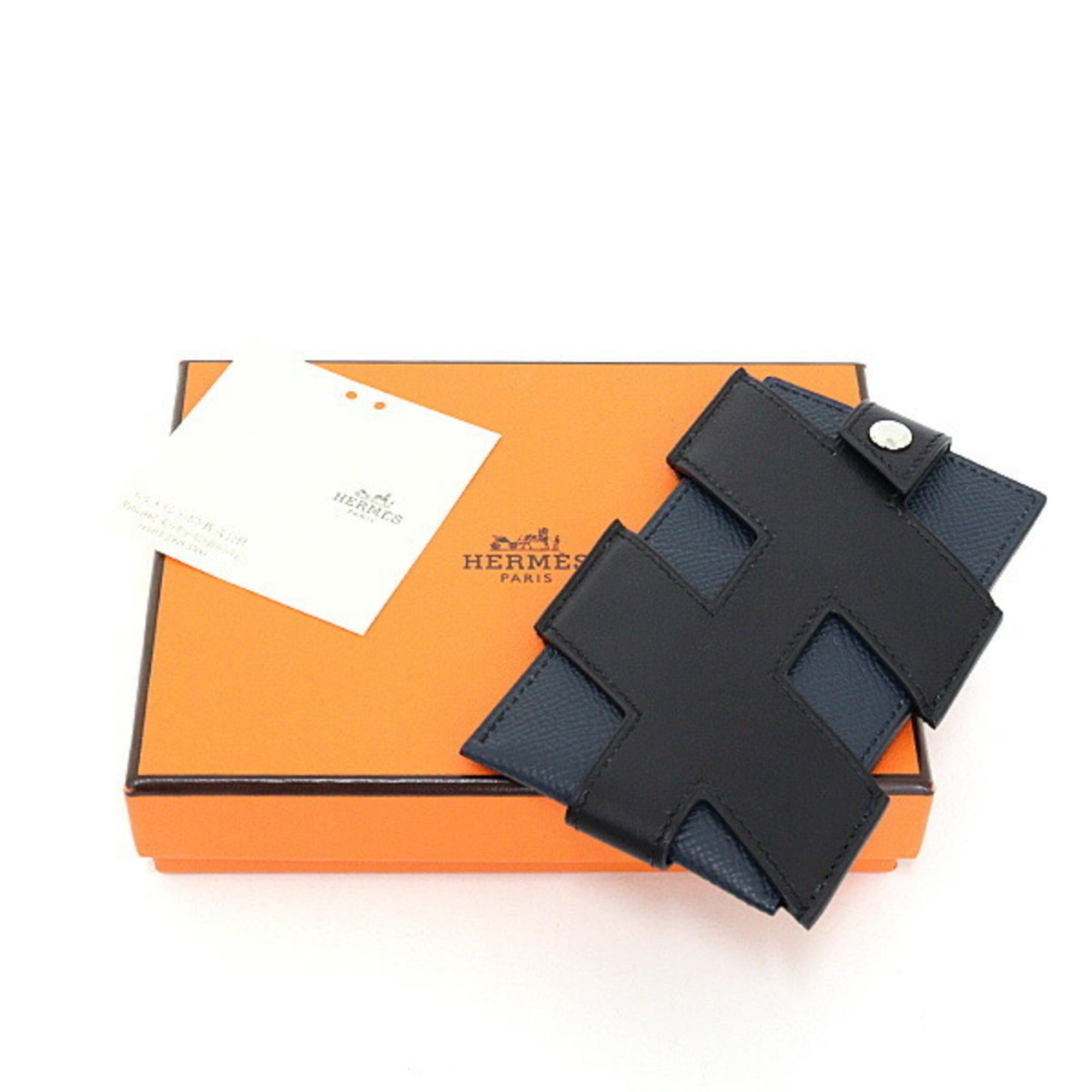 Hermes Hermes Card Case H Tag Calfskin Veau Epsom Black Blue Indigo Z Stamp Ash Size ONE SIZE - 6 Thumbnail