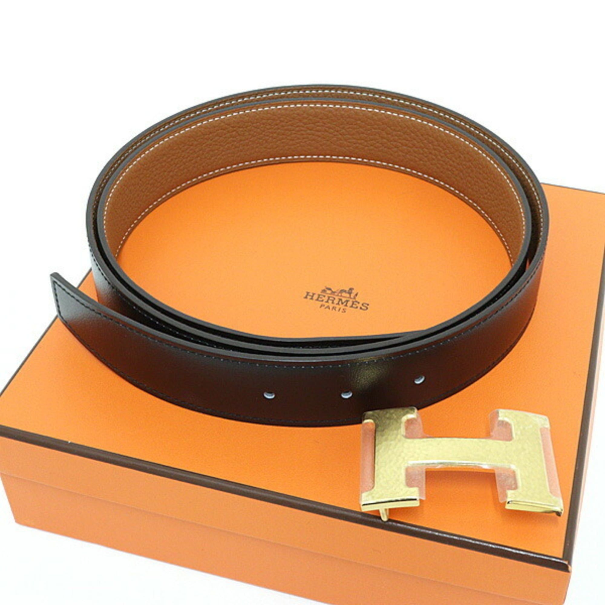 Hermes Hermes belt buckle "H" Maltre & leather (kit) 32 calfskin 135 Togo black/gold with W stamp, unused. Size ONE SIZE - 2 Thumbnail