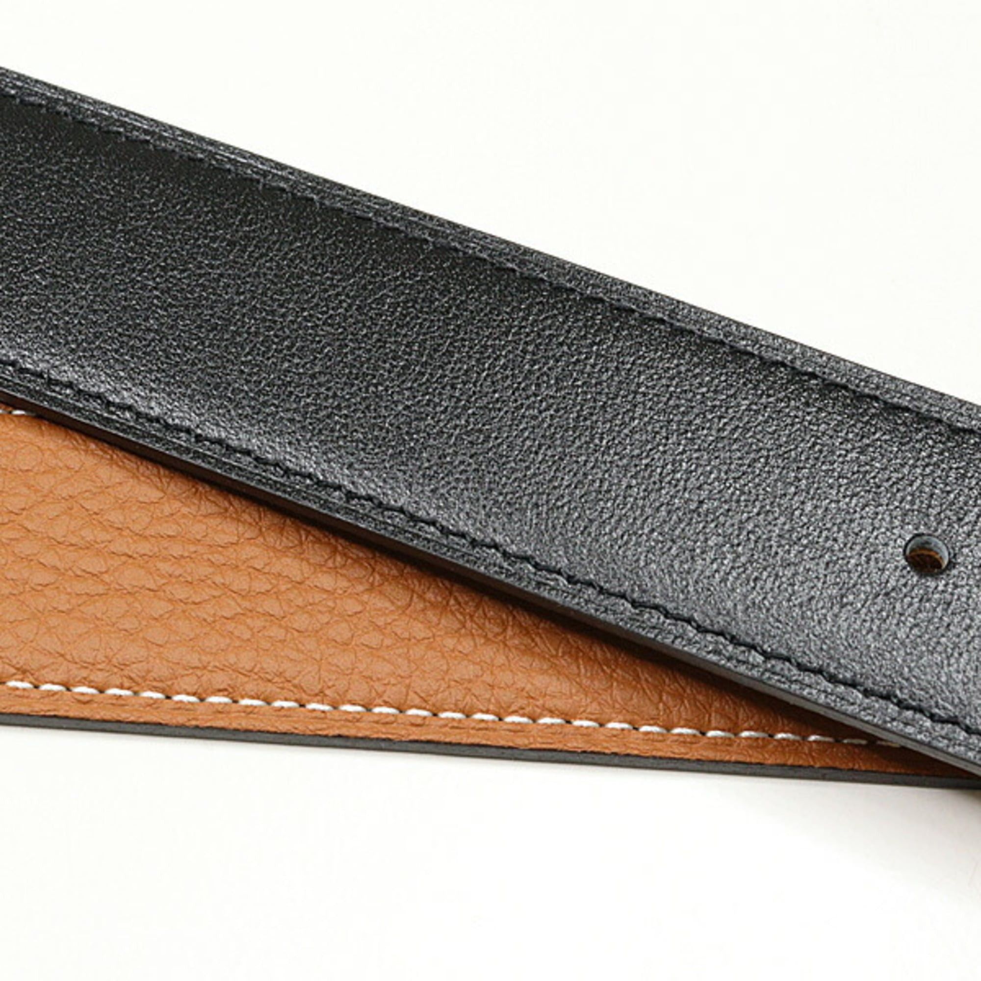 Hermes Hermes belt buckle "H" Maltre & leather (kit) 32 calfskin 135 Togo black/gold with W stamp, unused. Size ONE SIZE - 3 Thumbnail