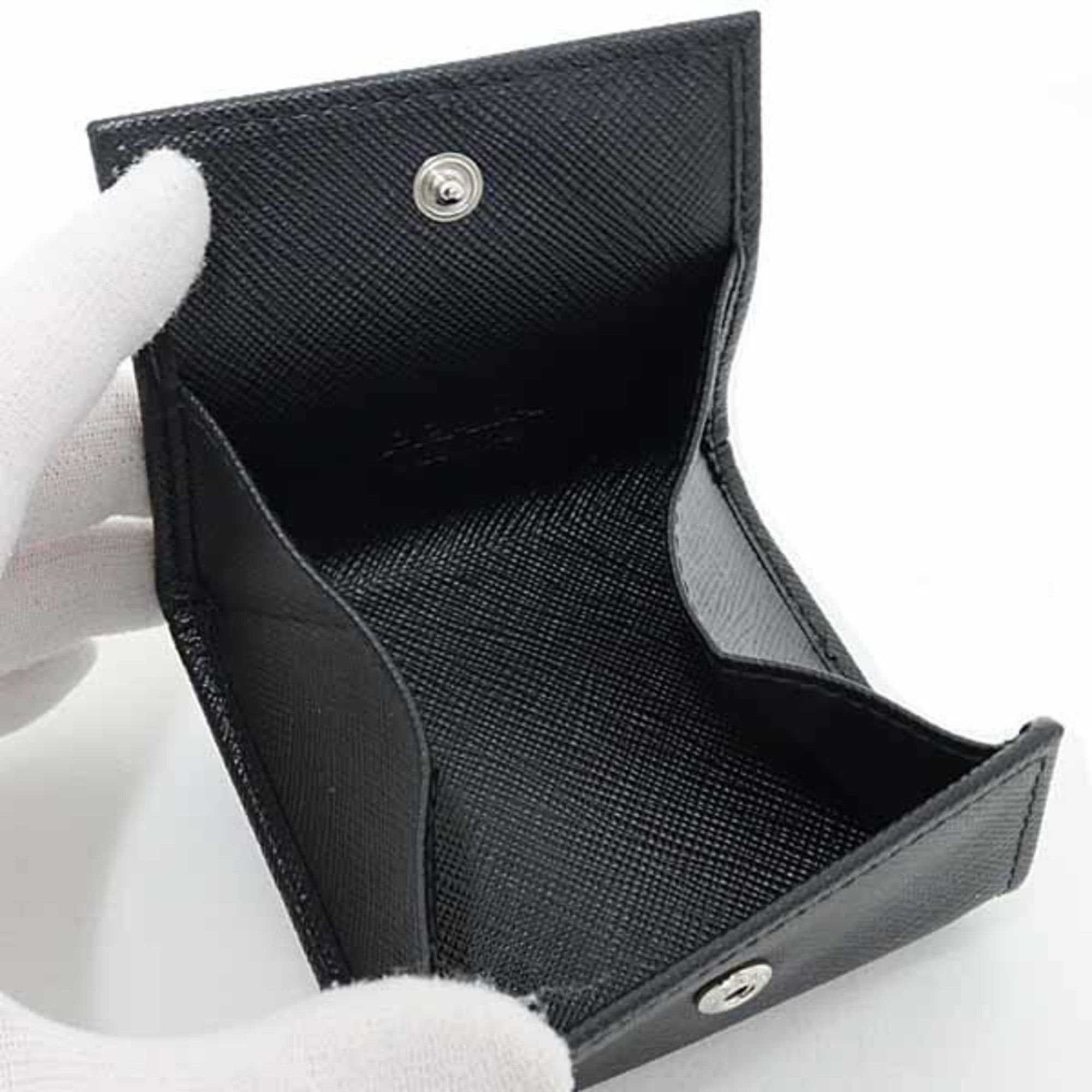 Prada Prada Saffiano Triangle Coin Case, 2MM935_QHH_F0002, Black Size ONE SIZE - 5 Thumbnail
