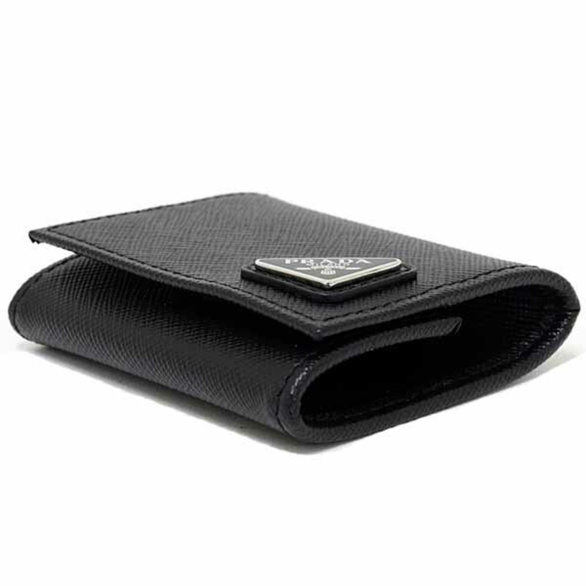 Prada Prada Saffiano Triangle Coin Case, 2MM935_QHH_F0002, Black Size ONE SIZE - 3 Thumbnail