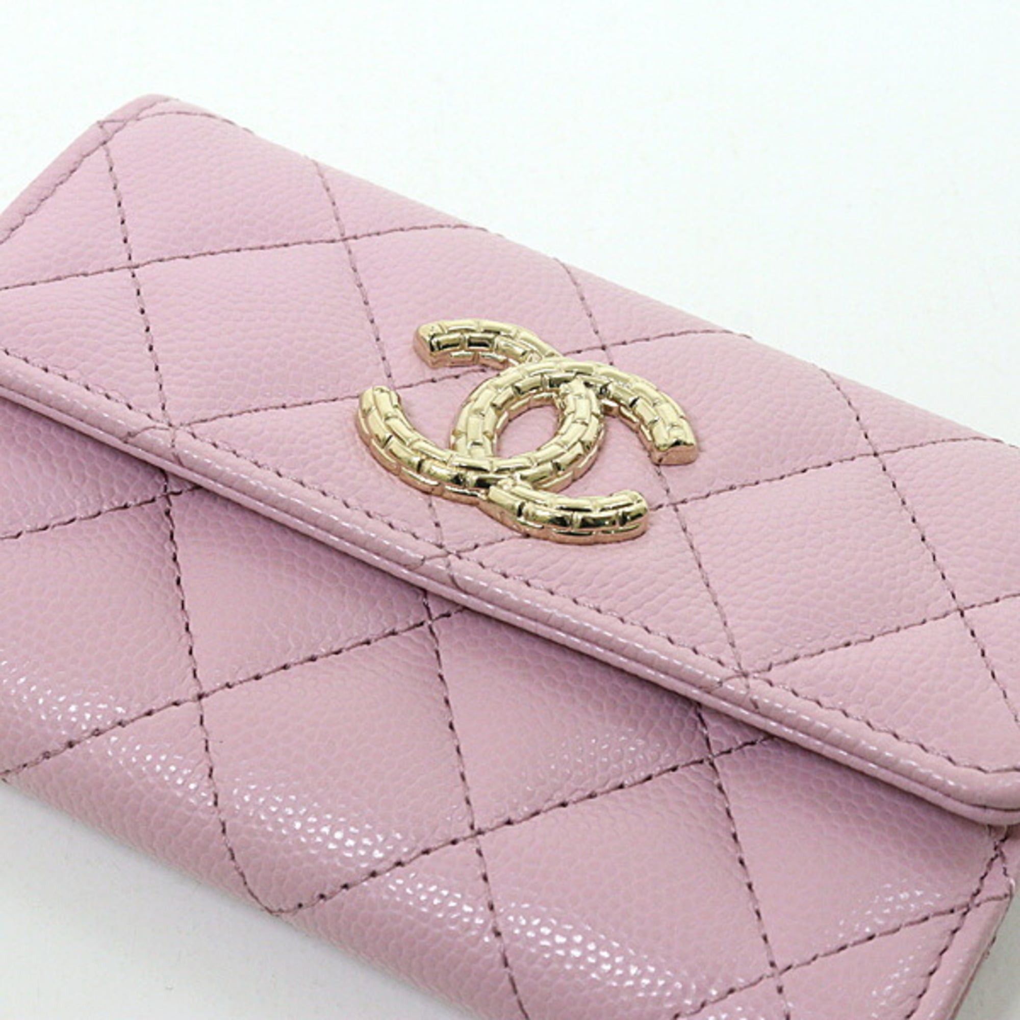 Chanel Chanel card case, caviar leather, pink, Matelassé, Coco Mark, AP3187, unused. Size ONE SIZE - 6 Thumbnail