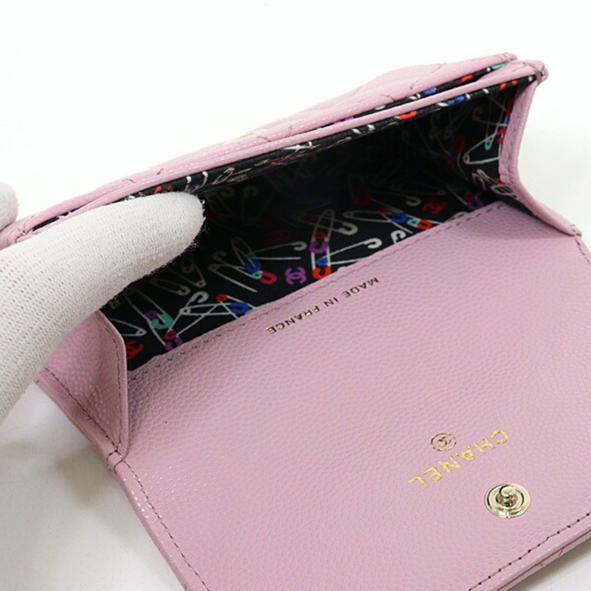 Chanel Chanel card case, caviar leather, pink, Matelassé, Coco Mark, AP3187, unused. Size ONE SIZE - 5 Thumbnail