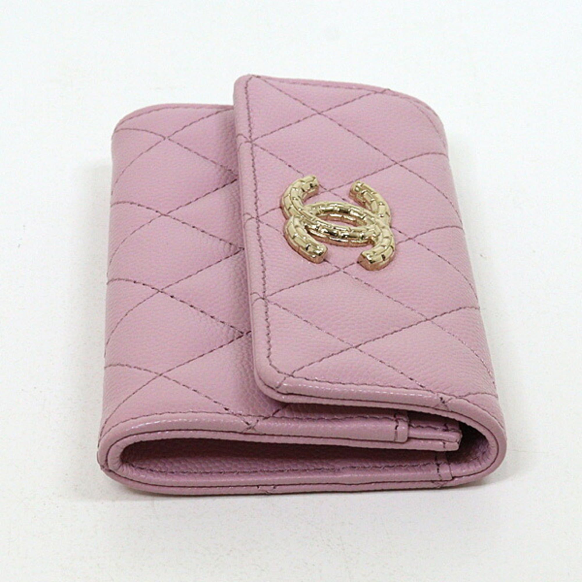 Chanel Chanel card case, caviar leather, pink, Matelassé, Coco Mark, AP3187, unused. Size ONE SIZE - 4 Thumbnail