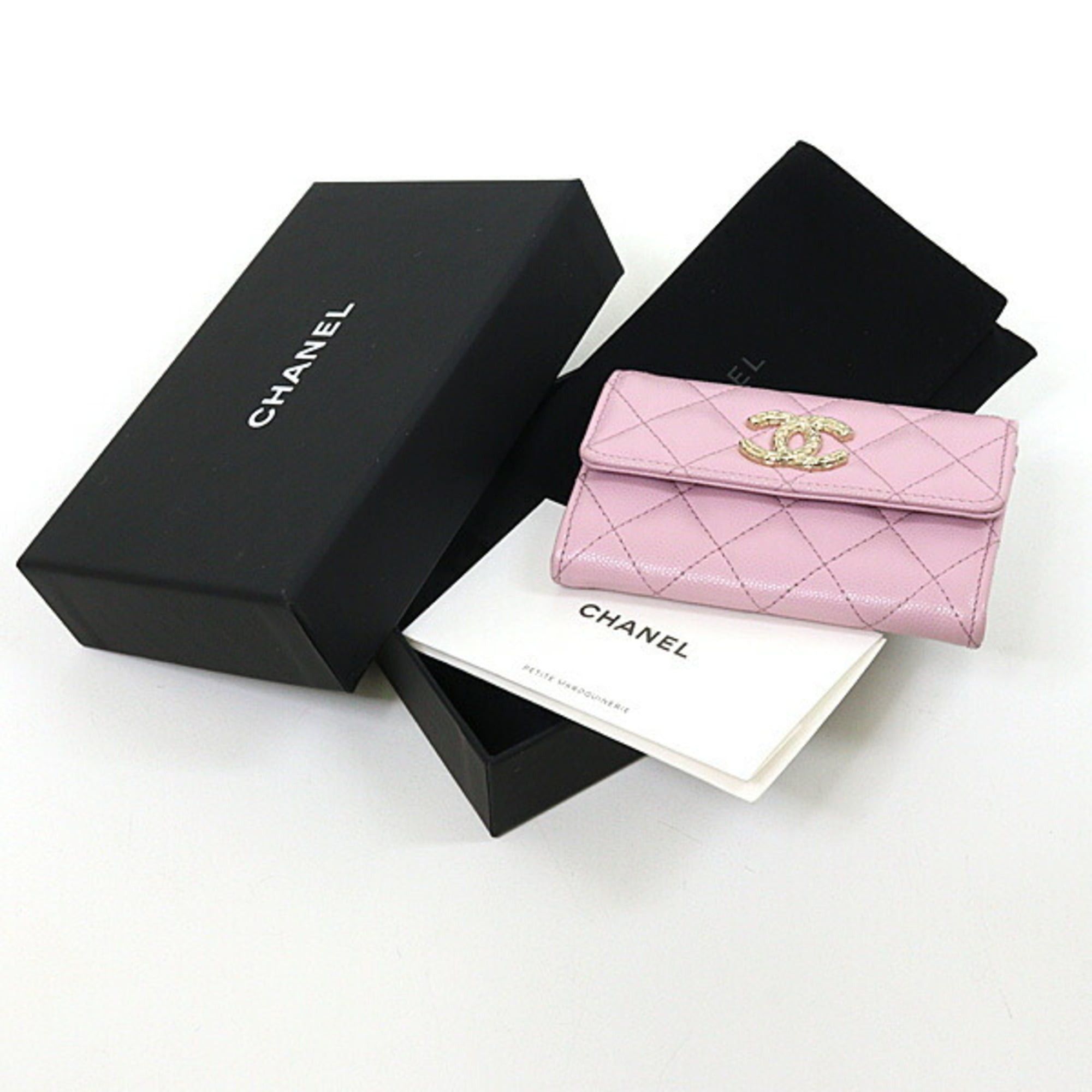 Chanel Chanel card case, caviar leather, pink, Matelassé, Coco Mark, AP3187, unused. Size ONE SIZE - 2 Thumbnail