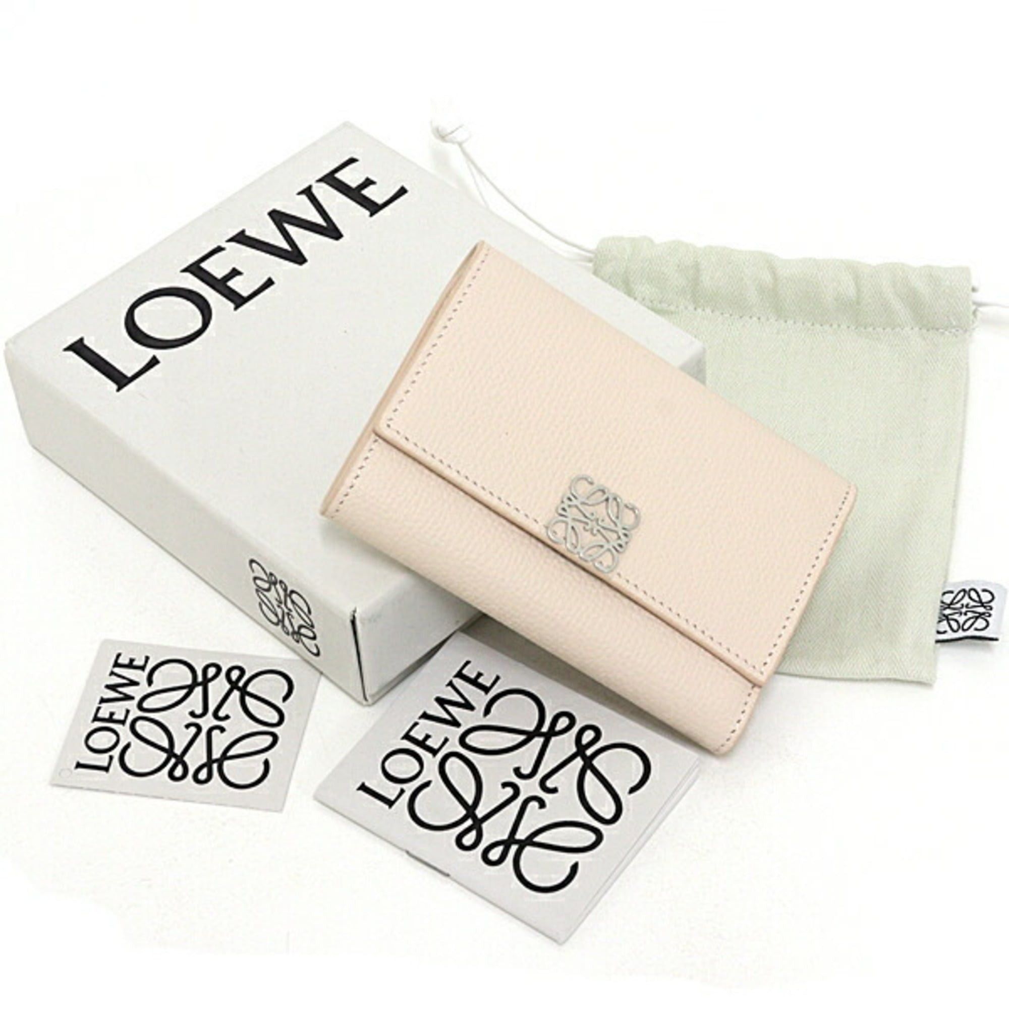 Loewe Loewe Anagram Vertical Wallet Small Pebble Grain Calf Tri-fold C821S33X12 TALCO Unused Size ONE SIZE - 2 Thumbnail