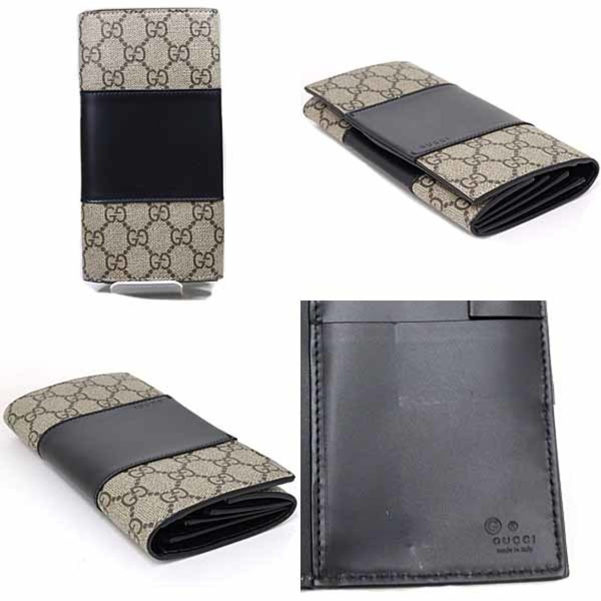 Gucci Gucci Bicolor Long Wallet, Outlet, GG Supreme, 779878, Beige/Ebony/Black Size ONE SIZE - 6 Thumbnail