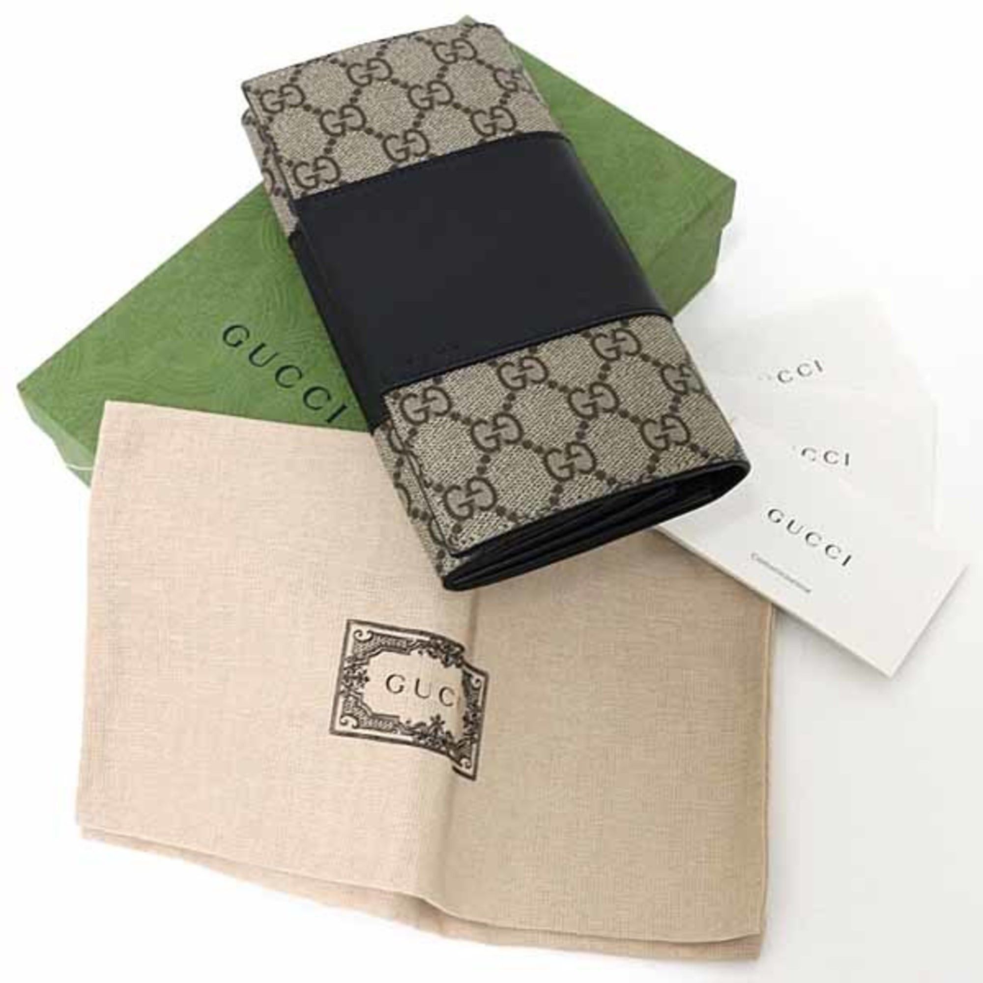 Gucci Gucci Bicolor Long Wallet, Outlet, GG Supreme, 779878, Beige/Ebony/Black Size ONE SIZE - 2 Thumbnail